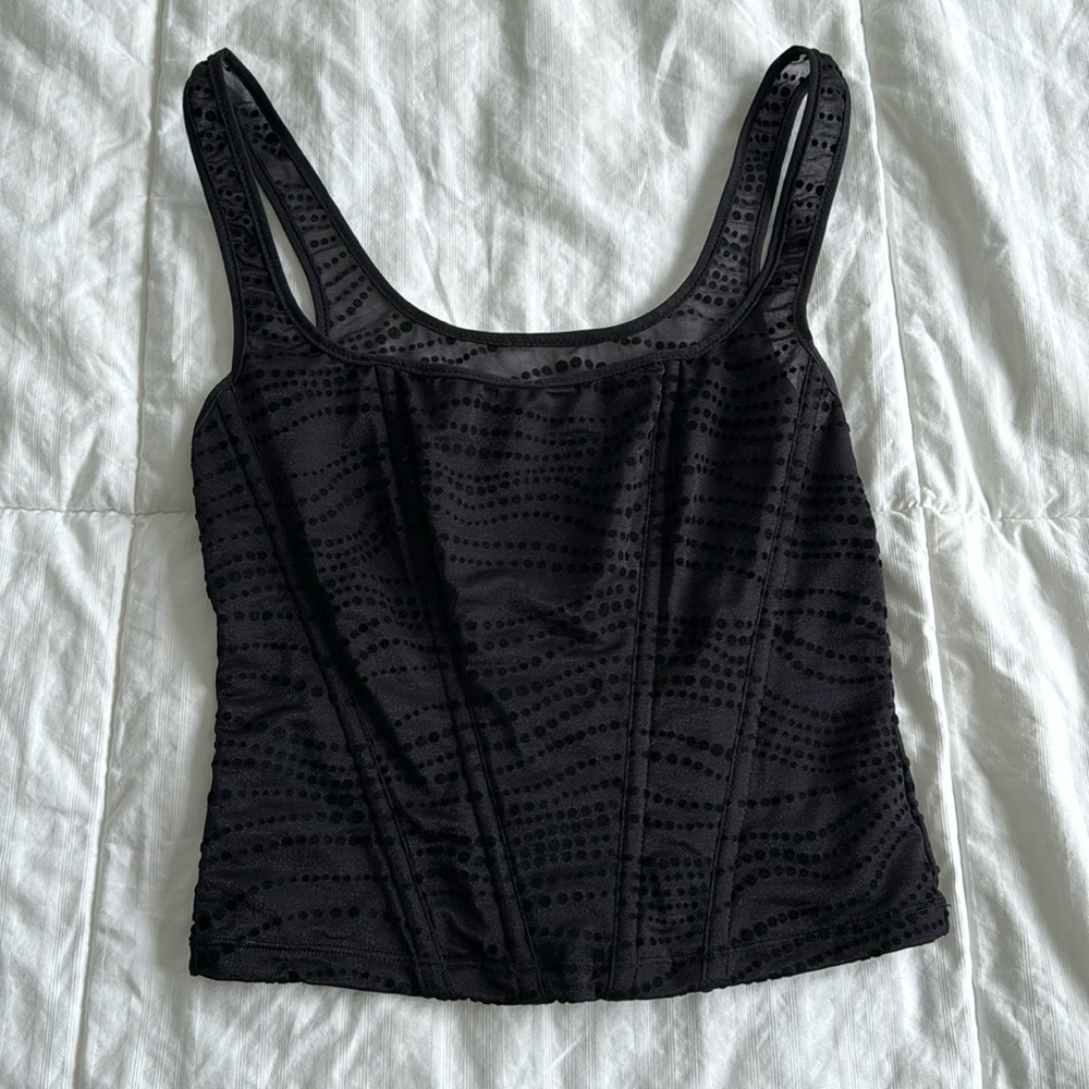 Vintage Vogue Y2K Black Corset Tank Sheer